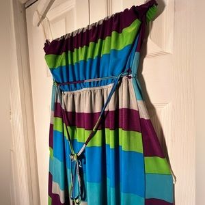 Striped spandex summer maxi dress